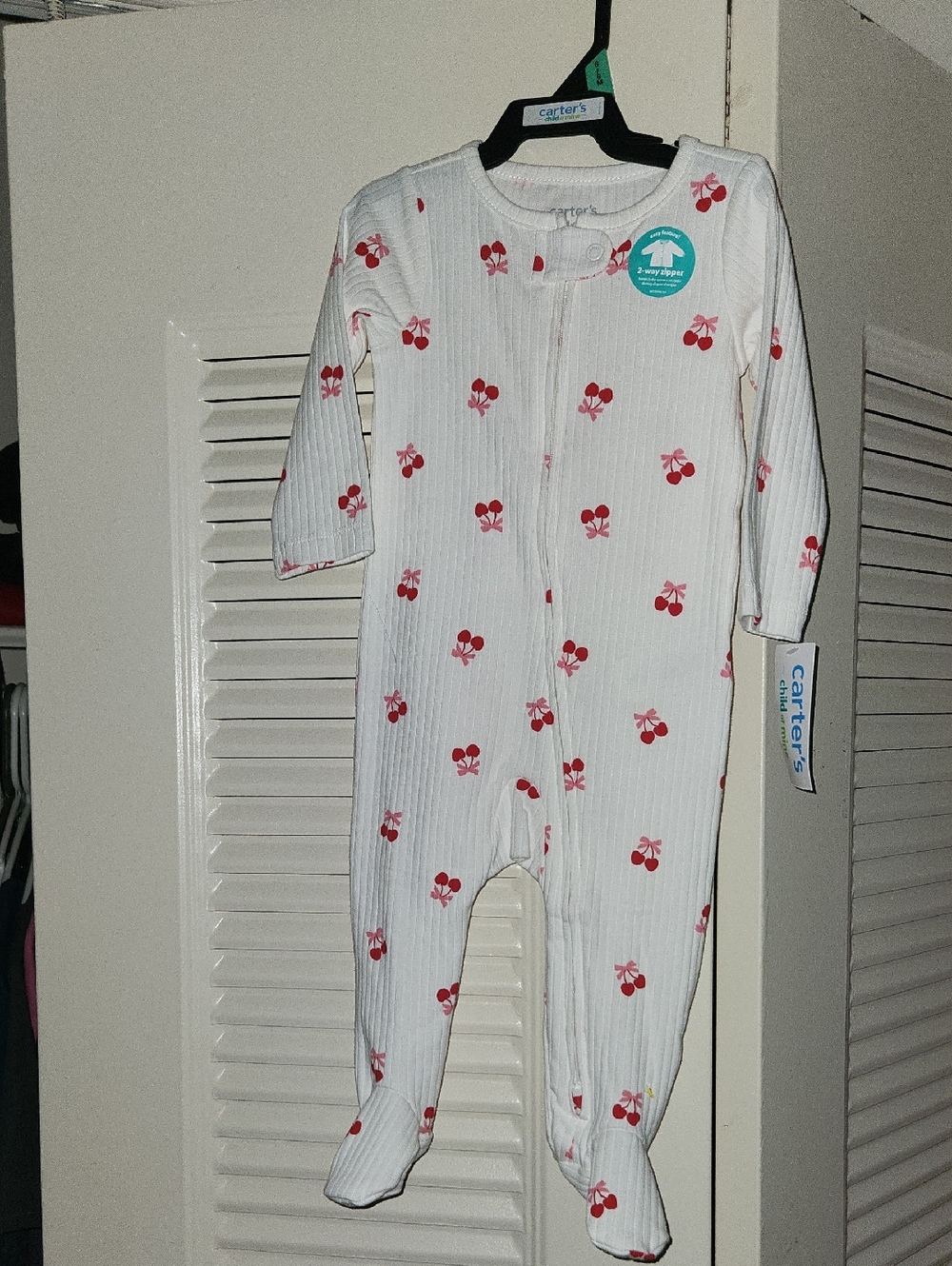 Carter's White Footed One-Piece with Red Cherry Print